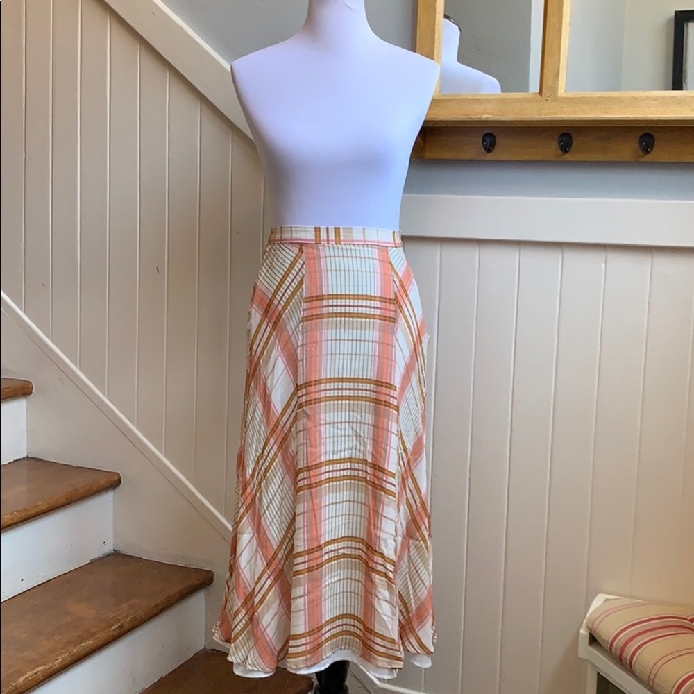 Massimo Dutti Check print midi skirt in Raspberry - Picture 12 of 16